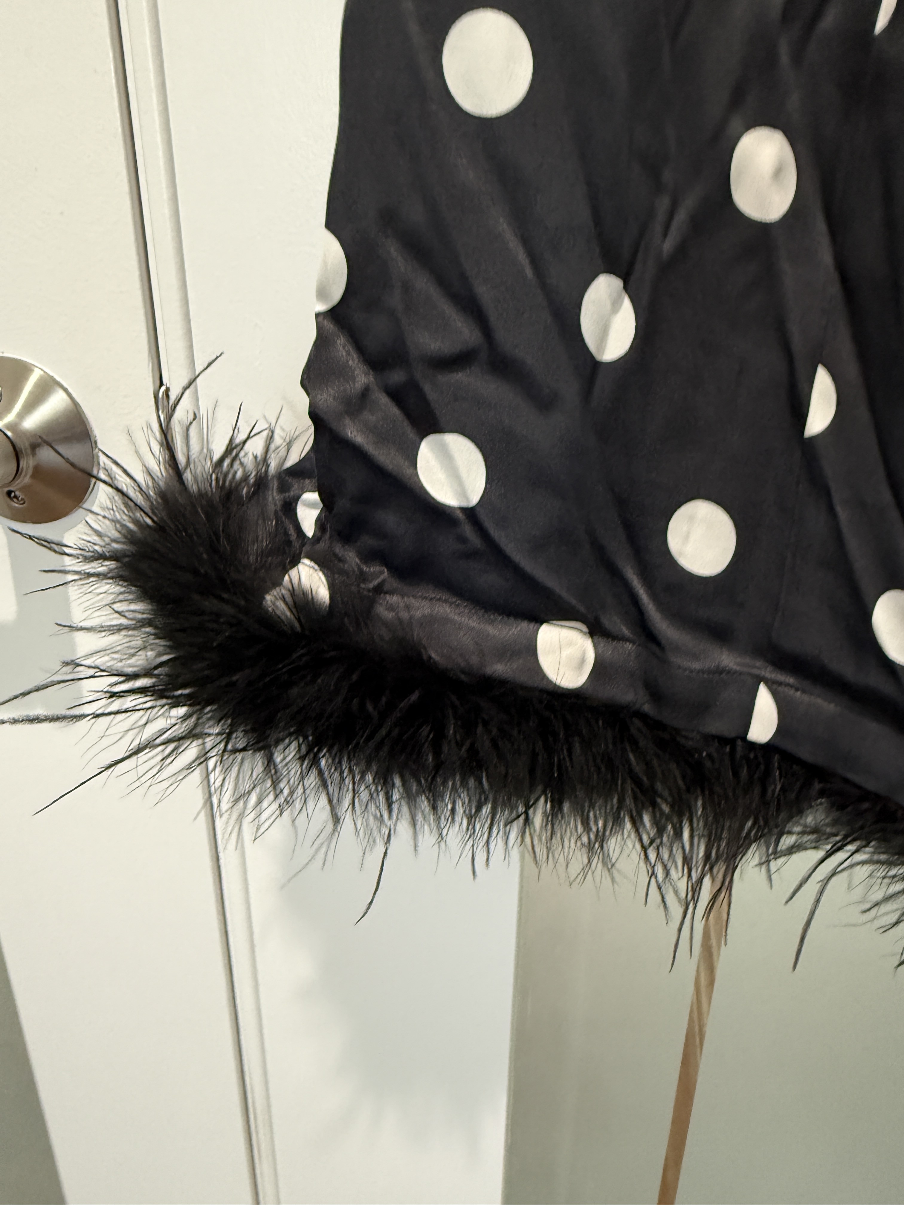 Kitri Black Polka Dot Tank Dress With Feather Hem- Size Uk 16/ Us 12 — image 5 of 5